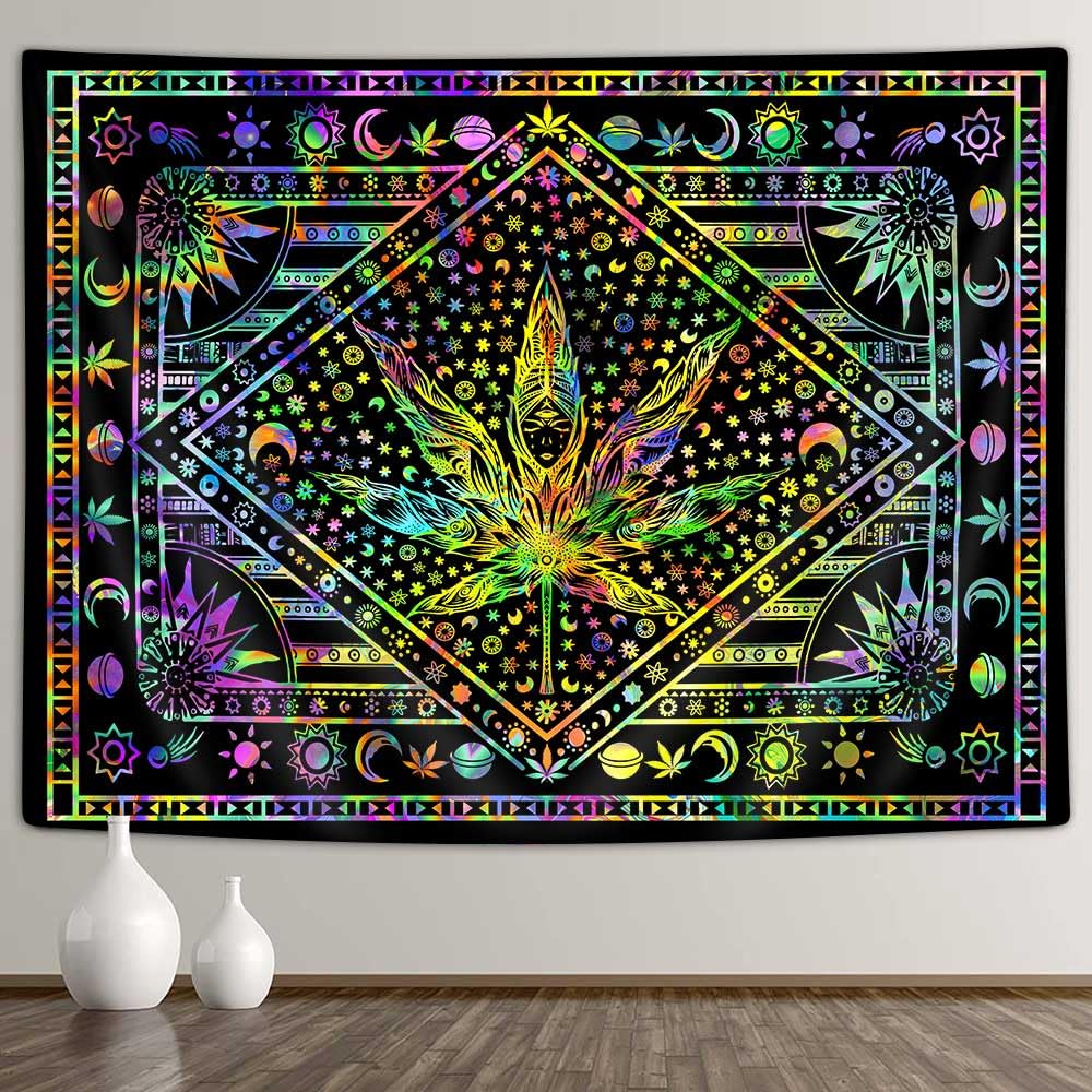 Amazon.com: JAWO Psychedelic Cannabis Leaf Tapestry